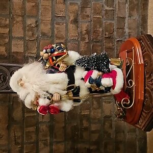 Vintage Christmas Santa Girl on Sleigh Doll Gifts Large